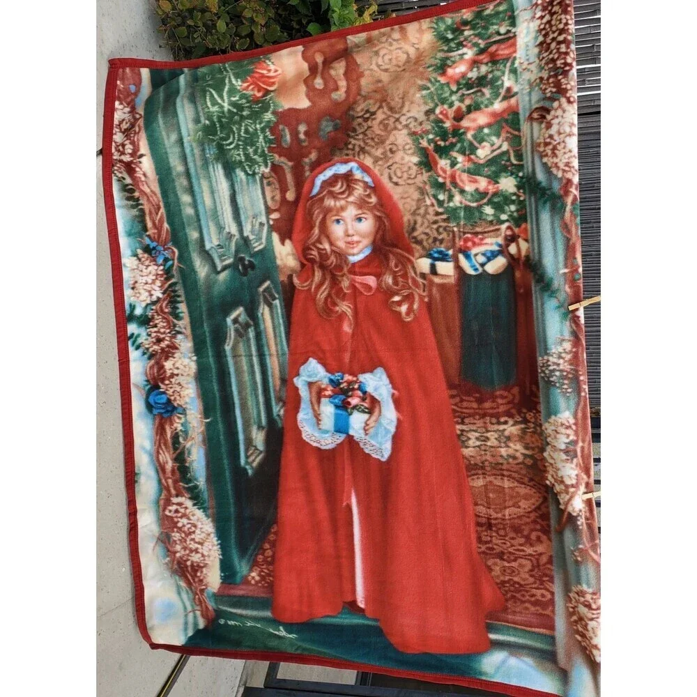 Vintage Sandra Kuck 1996 Merry‎ Christmas Tapestry Throw Blanket 50